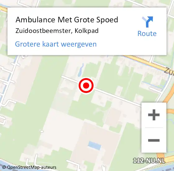 Locatie op kaart van de 112 melding: Ambulance Met Grote Spoed Naar Zuidoostbeemster, Kolkpad op 11 november 2017 19:38