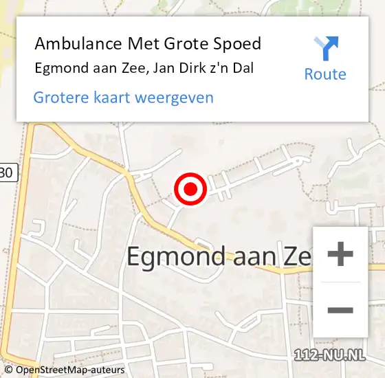 Locatie op kaart van de 112 melding: Ambulance Met Grote Spoed Naar Egmond aan Zee, Jan Dirk z'n Dal op 11 november 2017 19:54