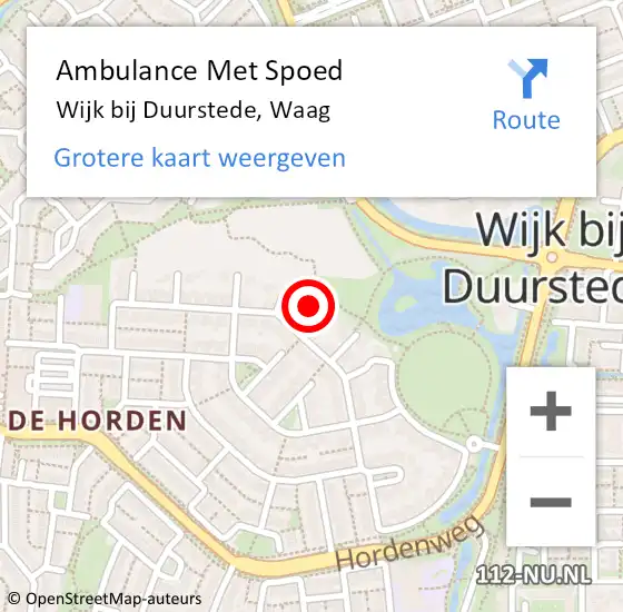 Locatie op kaart van de 112 melding: Ambulance Met Spoed Naar Wijk bij Duurstede, Waag op 11 november 2017 20:08