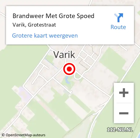 Locatie op kaart van de 112 melding: Brandweer Met Grote Spoed Naar Varik, Grotestraat op 11 november 2017 20:46