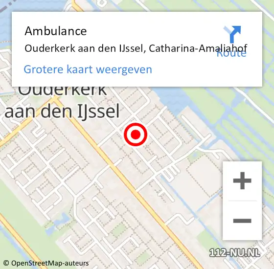 Locatie op kaart van de 112 melding: Ambulance Ouderkerk aan den IJssel, Catharina-Amaliahof op 11 november 2017 21:17