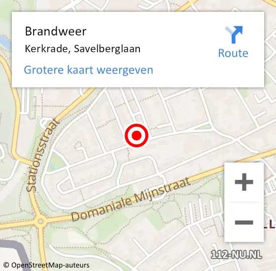 Locatie op kaart van de 112 melding: Brandweer Kerkrade, Savelberglaan op 11 november 2017 22:32