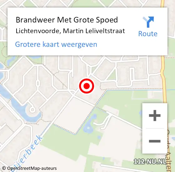 Locatie op kaart van de 112 melding: Brandweer Met Grote Spoed Naar Lichtenvoorde, Martin Leliveltstraat op 11 november 2017 22:46