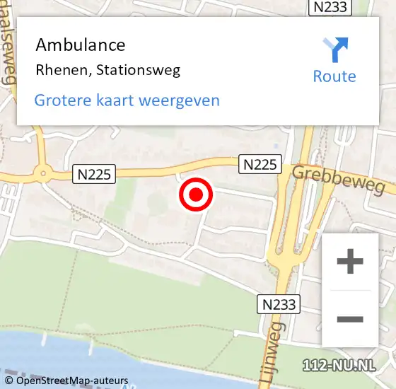 Locatie op kaart van de 112 melding: Ambulance Rhenen, Stationsweg op 6 februari 2014 18:10