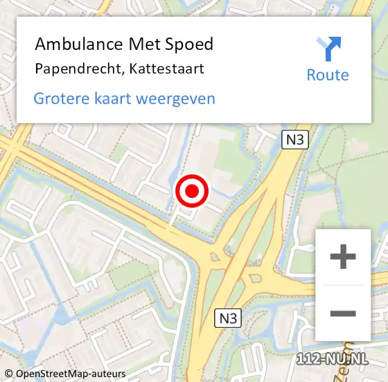 Locatie op kaart van de 112 melding: Ambulance Met Spoed Naar Papendrecht, Kattestaart op 11 november 2017 23:22