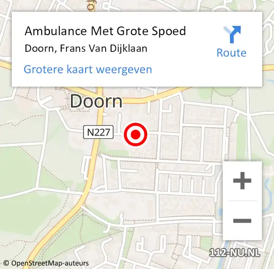 Locatie op kaart van de 112 melding: Ambulance Met Grote Spoed Naar Doorn, Frans Van Dijklaan op 11 november 2017 23:34