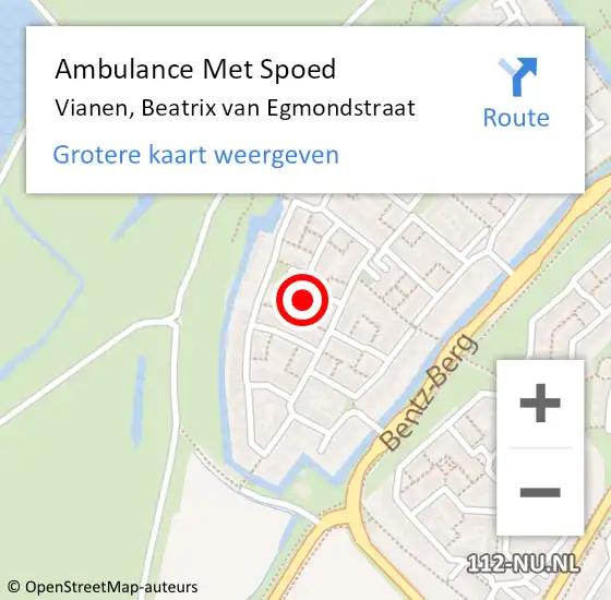 Locatie op kaart van de 112 melding: Ambulance Met Spoed Naar Vianen, Beatrix van Egmondstraat op 11 november 2017 23:45