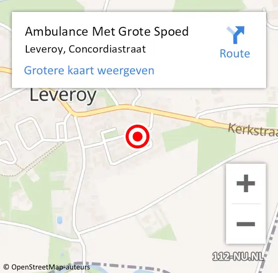 Locatie op kaart van de 112 melding: Ambulance Met Grote Spoed Naar Leveroy, Concordiastraat op 12 november 2017 00:03