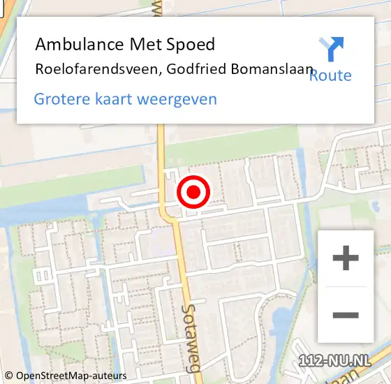 Locatie op kaart van de 112 melding: Ambulance Met Spoed Naar Roelofarendsveen, Godfried Bomanslaan op 12 november 2017 00:20