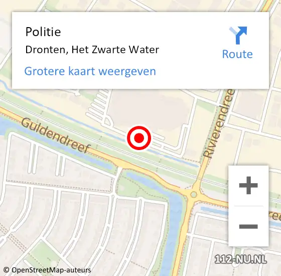 Locatie op kaart van de 112 melding: Politie Dronten, Het Zwarte Water op 12 november 2017 01:12