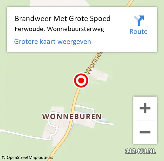 Locatie op kaart van de 112 melding: Brandweer Met Grote Spoed Naar Ferwoude, Wonnebuursterweg op 12 november 2017 02:49