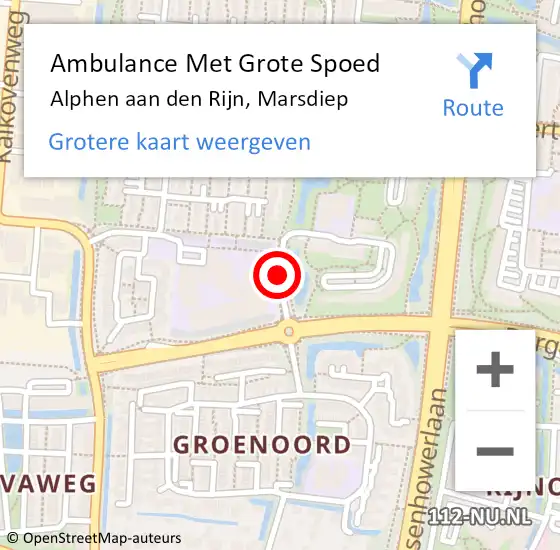 Locatie op kaart van de 112 melding: Ambulance Met Grote Spoed Naar Alphen aan den Rijn, Marsdiep op 12 november 2017 02:56