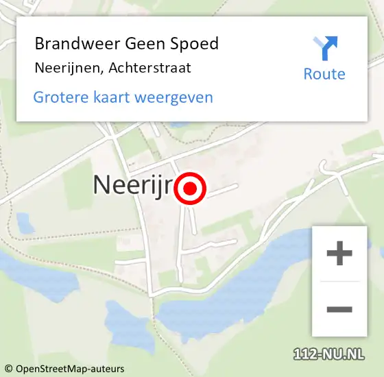 Locatie op kaart van de 112 melding: Brandweer Geen Spoed Naar Neerijnen, Achterstraat op 12 november 2017 03:33