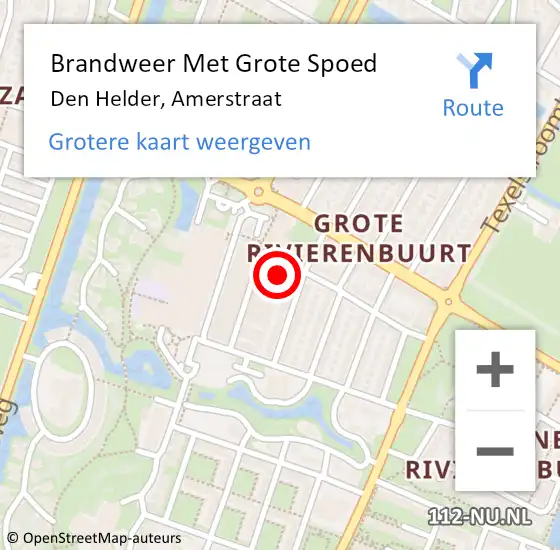 Locatie op kaart van de 112 melding: Brandweer Met Grote Spoed Naar Den Helder, Amerstraat op 12 november 2017 03:41