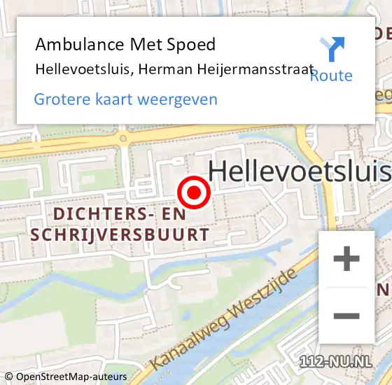 Locatie op kaart van de 112 melding: Ambulance Met Spoed Naar Hellevoetsluis, Herman Heijermansstraat op 12 november 2017 05:04