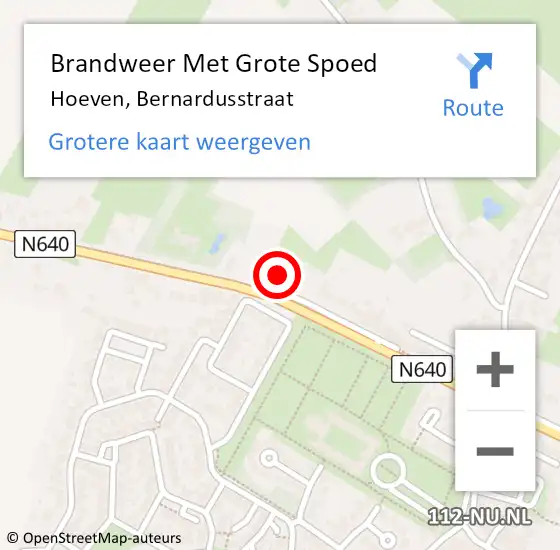 Locatie op kaart van de 112 melding: Brandweer Met Grote Spoed Naar Hoeven, Bernardusstraat op 12 november 2017 05:20