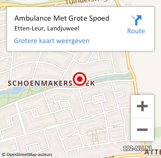 Locatie op kaart van de 112 melding: Ambulance Met Grote Spoed Naar Etten-Leur, Landjuweel op 12 november 2017 07:44