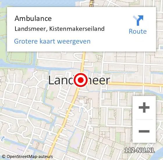 Locatie op kaart van de 112 melding: Ambulance Landsmeer, Kistenmakerseiland op 12 november 2017 09:16