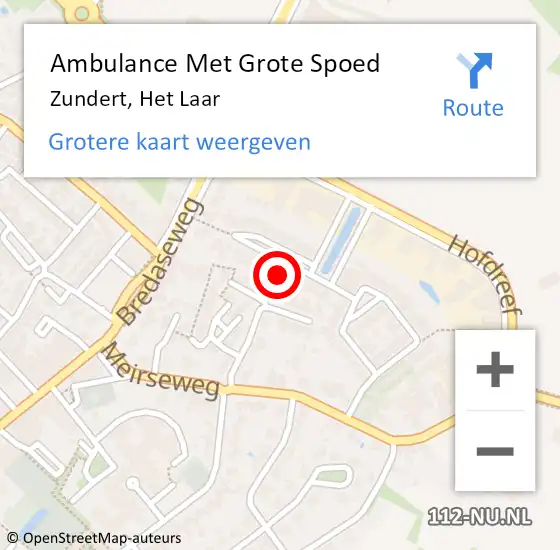 Locatie op kaart van de 112 melding: Ambulance Met Grote Spoed Naar Zundert, Het Laar op 12 november 2017 09:25