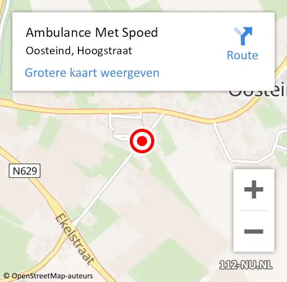 Locatie op kaart van de 112 melding: Ambulance Met Spoed Naar Oosteind, Hoogstraat op 12 november 2017 09:25