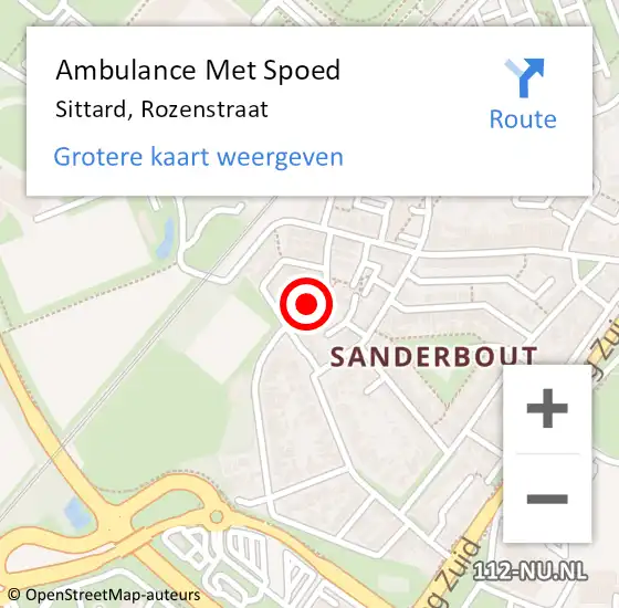 Locatie op kaart van de 112 melding: Ambulance Met Spoed Naar Sittard, Rozenstraat op 6 februari 2014 18:39