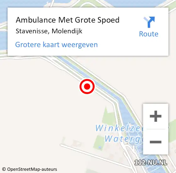 Locatie op kaart van de 112 melding: Ambulance Met Grote Spoed Naar Stavenisse, Molendijk op 12 november 2017 09:55