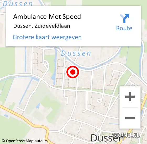 Locatie op kaart van de 112 melding: Ambulance Met Spoed Naar Dussen, Zuideveldlaan op 12 november 2017 10:21