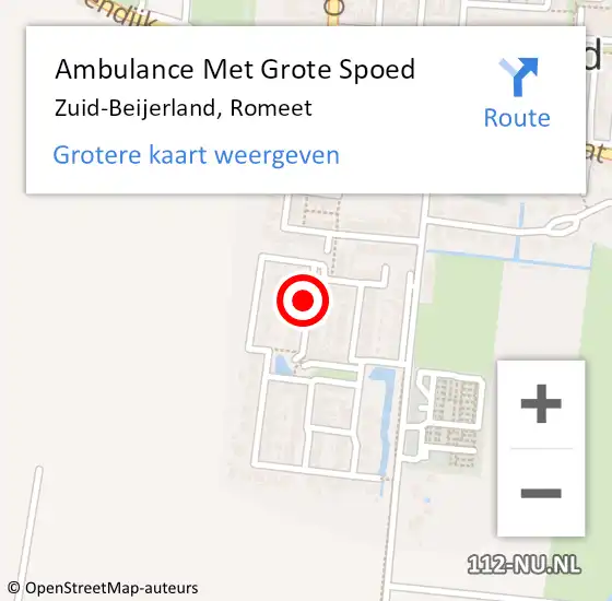 Locatie op kaart van de 112 melding: Ambulance Met Grote Spoed Naar Zuid-Beijerland, Romeet op 12 november 2017 10:26