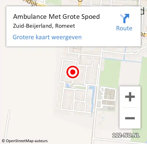 Locatie op kaart van de 112 melding: Ambulance Met Grote Spoed Naar Zuid-Beijerland, Romeet op 12 november 2017 10:28