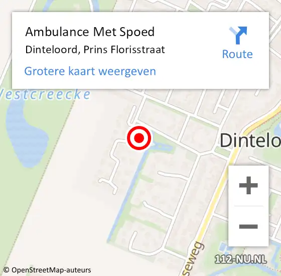 Locatie op kaart van de 112 melding: Ambulance Met Spoed Naar Dinteloord, Prins Florisstraat op 12 november 2017 10:35