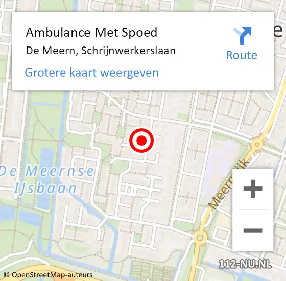 Locatie op kaart van de 112 melding: Ambulance Met Spoed Naar De Meern, Schrijnwerkerslaan op 12 november 2017 10:40