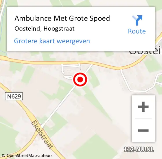 Locatie op kaart van de 112 melding: Ambulance Met Grote Spoed Naar Oosteind, Hoogstraat op 12 november 2017 10:51