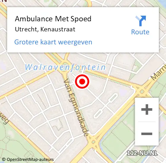 Locatie op kaart van de 112 melding: Ambulance Met Spoed Naar Utrecht, Kenaustraat op 12 november 2017 10:57