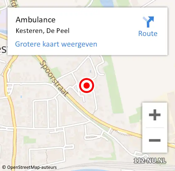 Locatie op kaart van de 112 melding: Ambulance Kesteren, De Peel op 12 november 2017 11:05