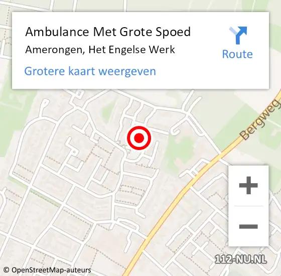 Locatie op kaart van de 112 melding: Ambulance Met Grote Spoed Naar Amerongen, Het Engelse Werk op 12 november 2017 11:30