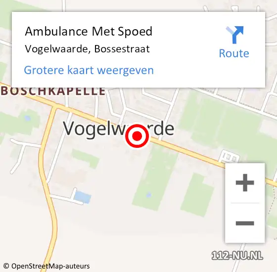 Locatie op kaart van de 112 melding: Ambulance Met Spoed Naar Vogelwaarde, Bossestraat op 12 november 2017 11:39