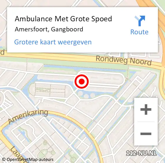 Locatie op kaart van de 112 melding: Ambulance Met Grote Spoed Naar Amersfoort, Gangboord op 12 november 2017 11:41