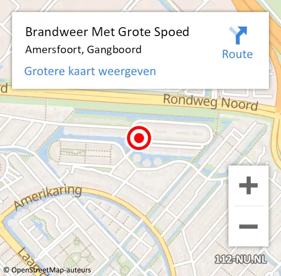 Locatie op kaart van de 112 melding: Brandweer Met Grote Spoed Naar Amersfoort, Gangboord op 12 november 2017 12:01