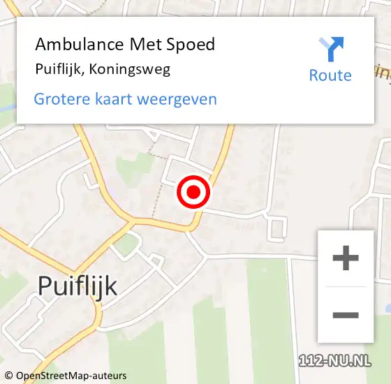 Locatie op kaart van de 112 melding: Ambulance Met Spoed Naar Puiflijk, Koningsweg op 12 november 2017 12:24