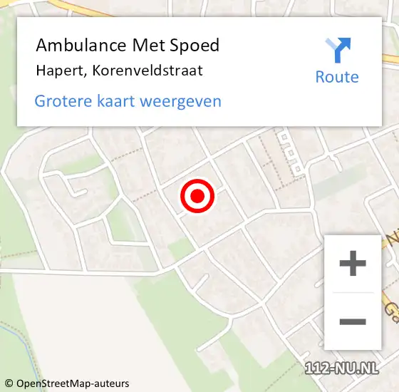 Locatie op kaart van de 112 melding: Ambulance Met Spoed Naar Hapert, Korenveldstraat op 12 november 2017 12:29