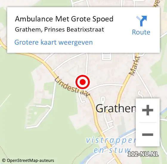 Locatie op kaart van de 112 melding: Ambulance Met Grote Spoed Naar Grathem, Prinses Beatrixstraat op 12 november 2017 12:39