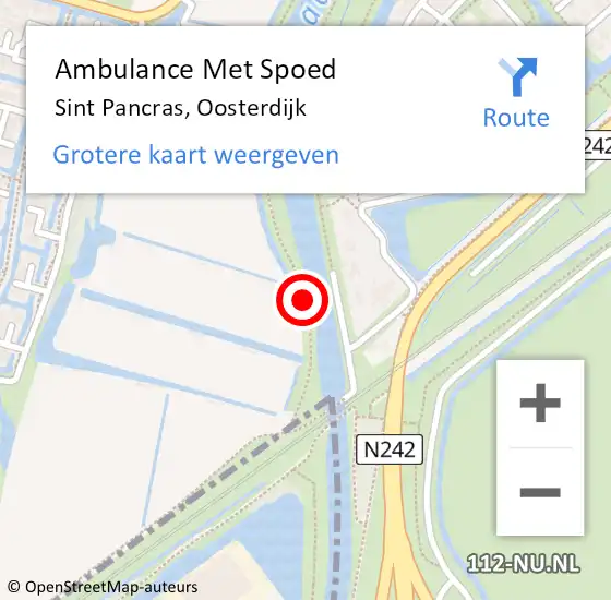 Locatie op kaart van de 112 melding: Ambulance Met Spoed Naar Sint Pancras, Oosterdijk op 12 november 2017 13:40