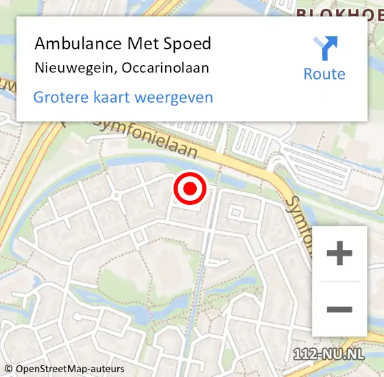 Locatie op kaart van de 112 melding: Ambulance Met Spoed Naar Nieuwegein, Occarinolaan op 12 november 2017 13:55