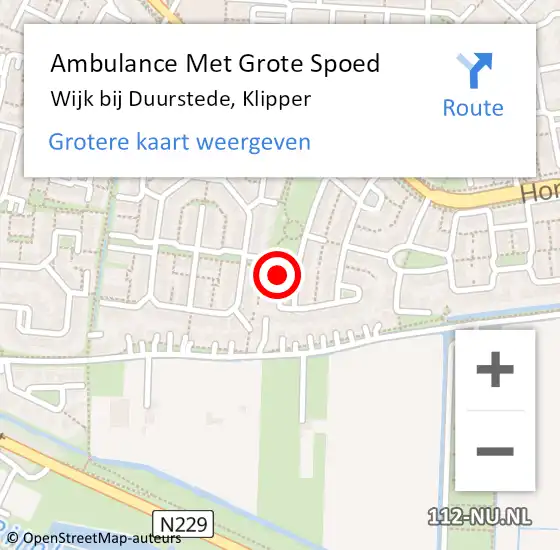 Locatie op kaart van de 112 melding: Ambulance Met Grote Spoed Naar Wijk bij Duurstede, Klipper op 12 november 2017 13:57