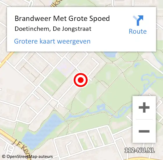 Locatie op kaart van de 112 melding: Brandweer Met Grote Spoed Naar Doetinchem, De Jongstraat op 12 november 2017 14:23