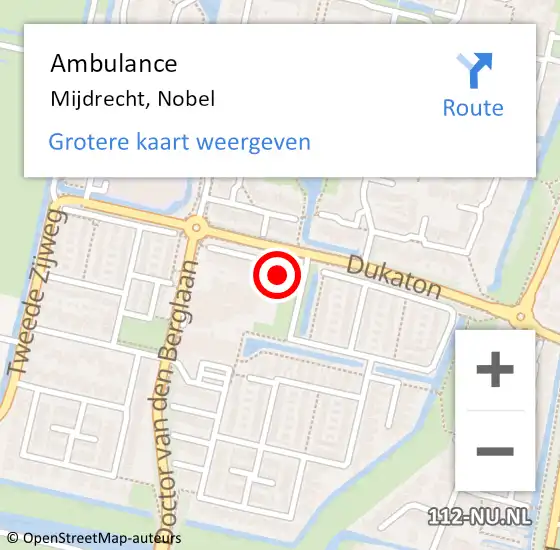 Locatie op kaart van de 112 melding: Ambulance Mijdrecht, Nobel op 12 november 2017 14:29