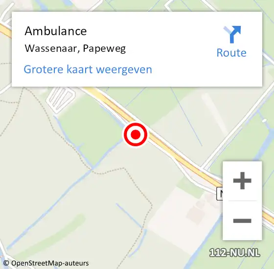 Locatie op kaart van de 112 melding: Ambulance Wassenaar, Papeweg op 12 november 2017 15:04