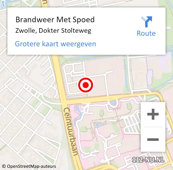 Locatie op kaart van de 112 melding: Brandweer Met Spoed Naar Zwolle, Dokter Stolteweg op 12 november 2017 15:11