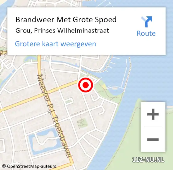 Locatie op kaart van de 112 melding: Brandweer Met Grote Spoed Naar Grou, Prinses Wilhelminastraat op 12 november 2017 15:24