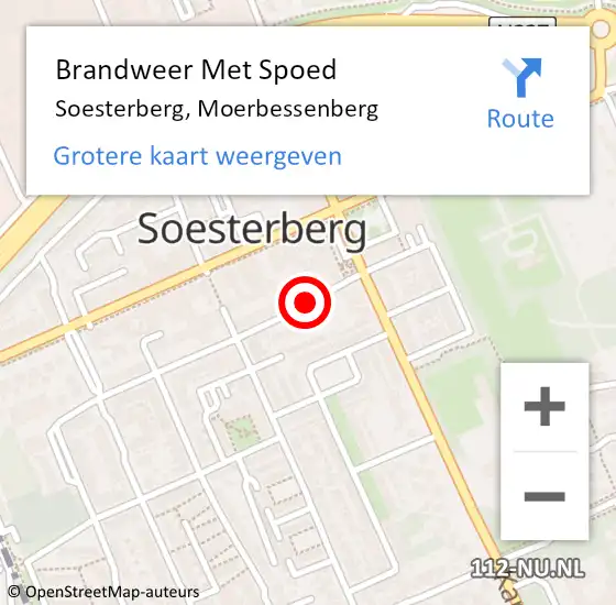 Locatie op kaart van de 112 melding: Brandweer Met Spoed Naar Soesterberg, Moerbessenberg op 12 november 2017 16:49